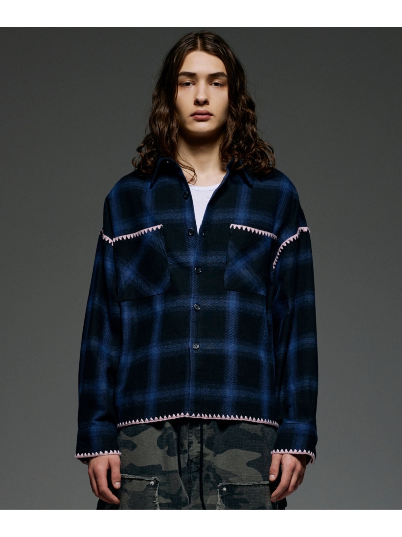【SALE／30%OFF】BEAVER B omnivore/ビーオムニボー HAND STITCH SHIRT ビーバー トップス シャツ・ブラウス ブルー ホワイト レッド【RBA_E】【送料無料】｜ Fashion Men 7,977円