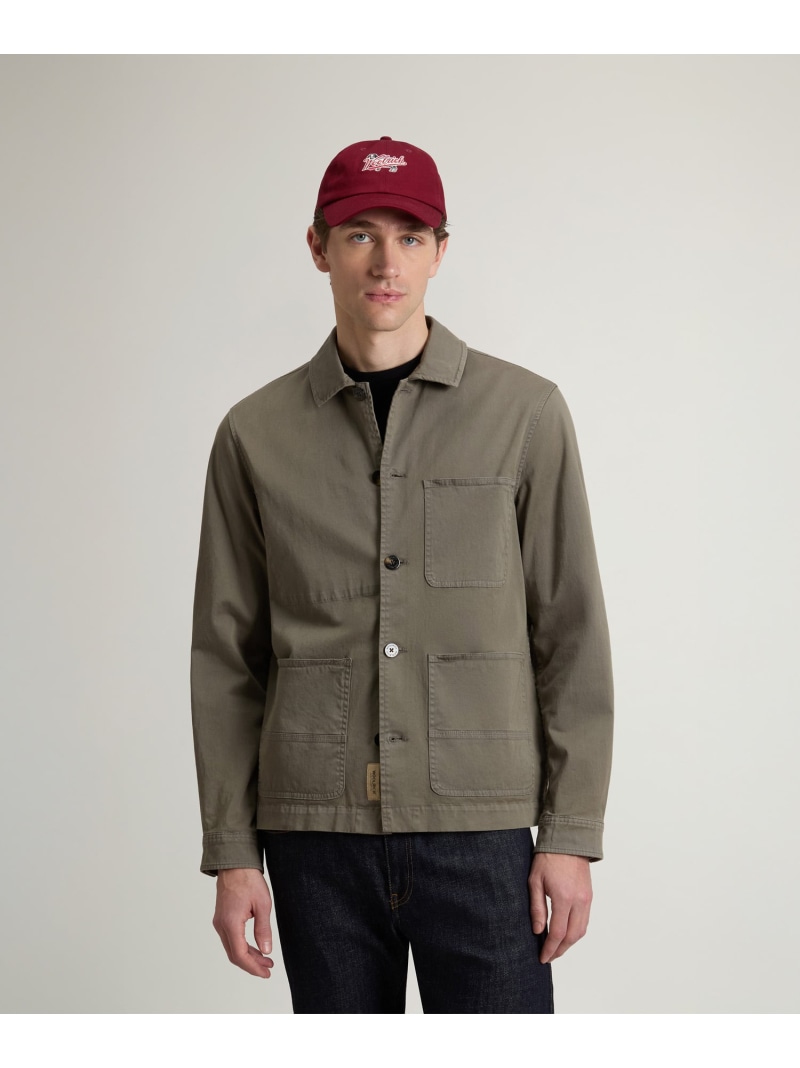 WOOLRICH コットン ツイル チョア- ジャケット ガーメントダイ ウールリッチ トップス シャツ・ブラウス グリーン【送料無料】