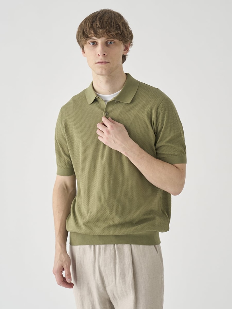 JOHN SMEDLEY コットン テクスチャニットポロシャツ ｜ CALUN ｜ 30G EASY FIT ジョンスメドレー トップス ニット【送料無料】