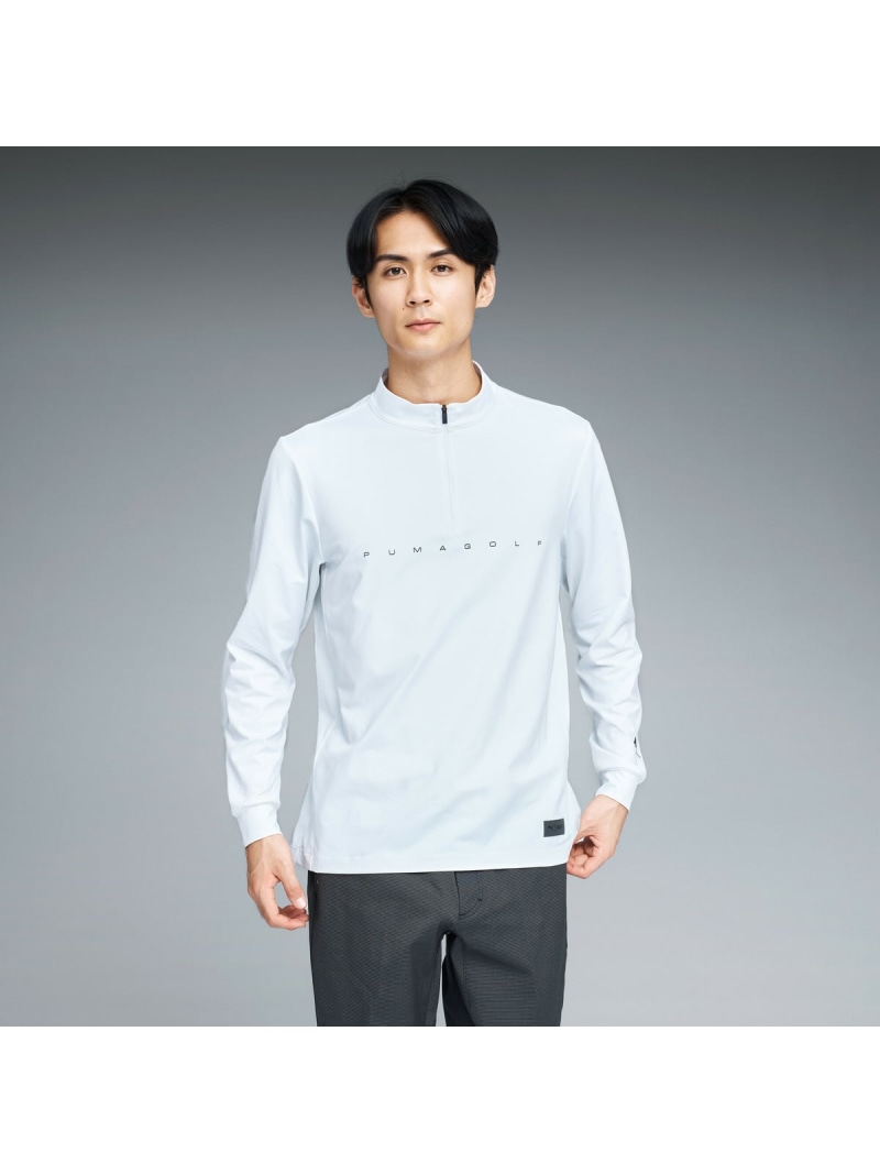 【SALE／30%OFF】PUMA メンズ ゴルフ PB ハーフジップ 長袖 ハイネック シャツ HZ LS HIGH NECK プーマ トップス カットソー・Tシャツ ホワイト【RBA_E】【送料無料】