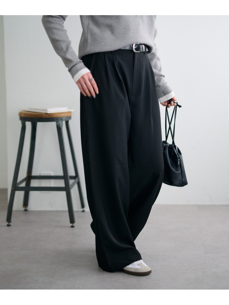 Discoat 【Enlude】サイドベルト付きワイドパンツ ディスコート パンツ その他のパンツ ブラック ベージュ【送料無料】