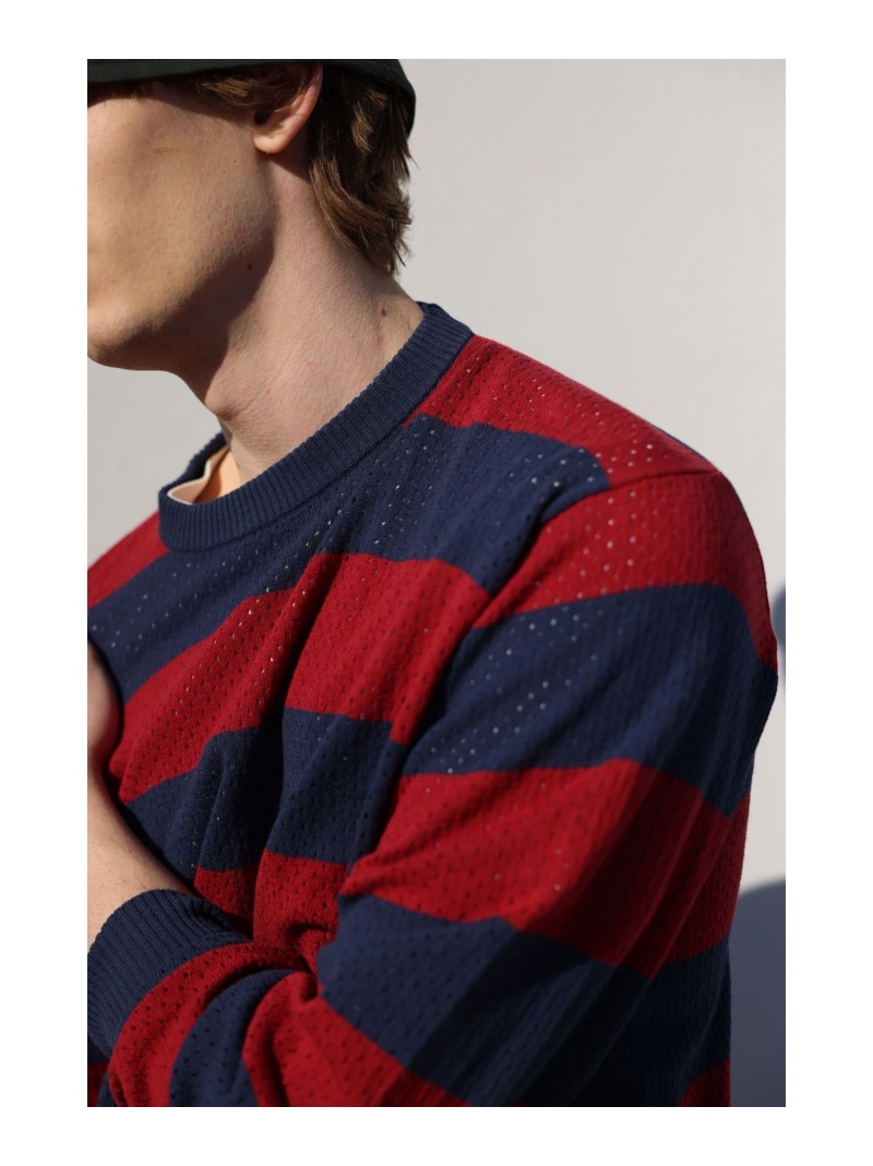 【SALE／30%OFF】BEAMS PLUS 【7/16新規値下げ】Crew Rugger Stripe ビームス メン トップス ニット レッド イエロー グリーン【RBA_E】【送料無料】｜ Fashion Men