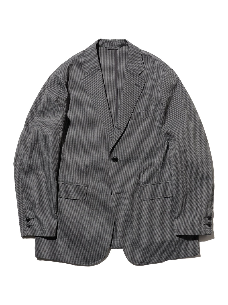 【SALE／30%OFF】BEAMS PLUS 【7/16新規値下げ】3B Anywhere(wear) Jacket Seersucker Plaid ビームス メン ジャケット・アウター テーラードジャケット・ブレザー ネイビー グレー【RBA_E】【送料無料】｜ Fashion Men