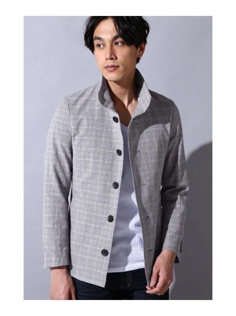 【SALE／50%OFF】HIGH STREET HIGH STREET&there4;グレンチェックスタンドカバーオール トルネードマート ジャケット・アウター ブルゾン・ジャンパー ブルー【RBA_E】【送料無料】｜ Fashion Men