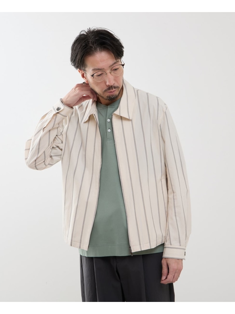 【SALE/50%OFF】MEN'S MELROSE クラブストライプハリントンジャケット メンズメルローズ ジャケット・アウター ブルゾン・ジャンパー ホワイト ネイビー【RBA_E】【送料無料】| Fashion Men