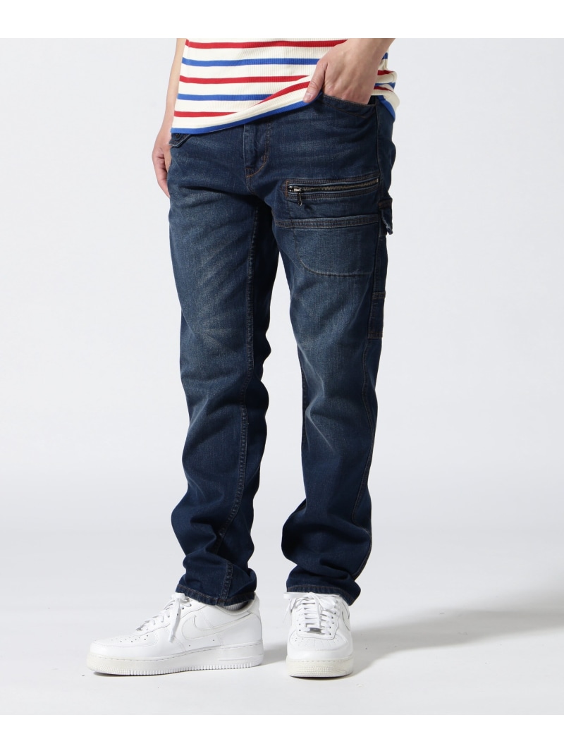 AVIREX 《直営店制限事項》STRETCH DENIM POCKET PANTS / 伸ばすこと ジーンズ 衣嚢 ズボン下 / AVIREX アヴィレックス ズボン下 デニム・ジーンズズボン下 青色【貨物輸送無料】