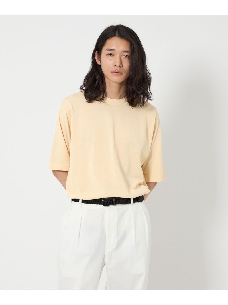 【SALE／50%OFF】UNITED ARROWS クレープ コットン ニット Tシャツ ユナイテッドアローズ アウトレット トップス ニット ホワイト ブラック レッド【RBA_E】【送料無料】