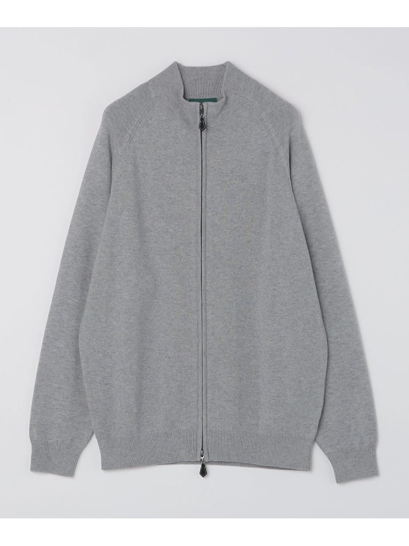 SHIPS MEN ALANPAINE: 12ゲージ 毛糸/綿織物 ファネルネック ジップアップ 編み物 シップス トップス 編み物 薄墨色 米国海軍【貨物輸送無料】
