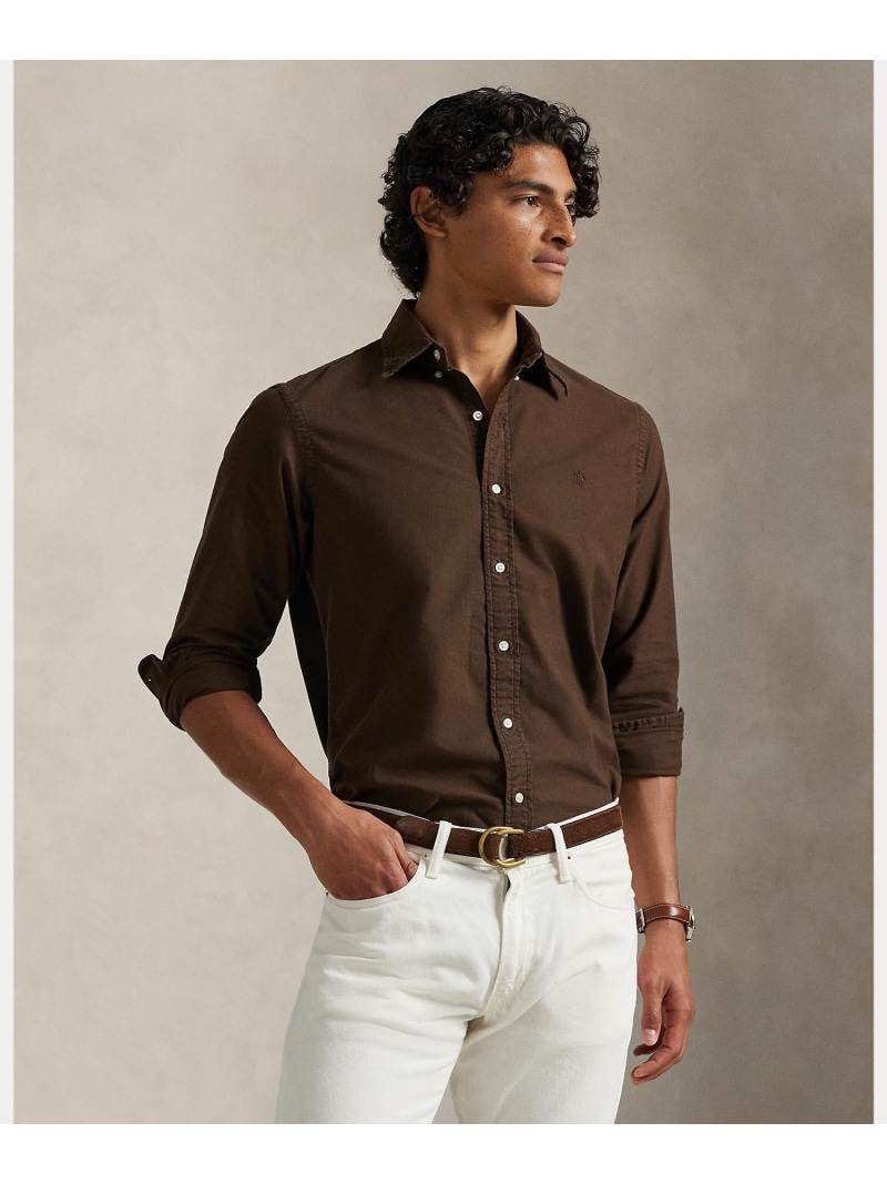 POLO RALPH LAUREN クラシック フィット ガーメントダイド オックスフォード シャツ ラルフローレン トップス シャツ・ブラウス ブラウン【送料無料】