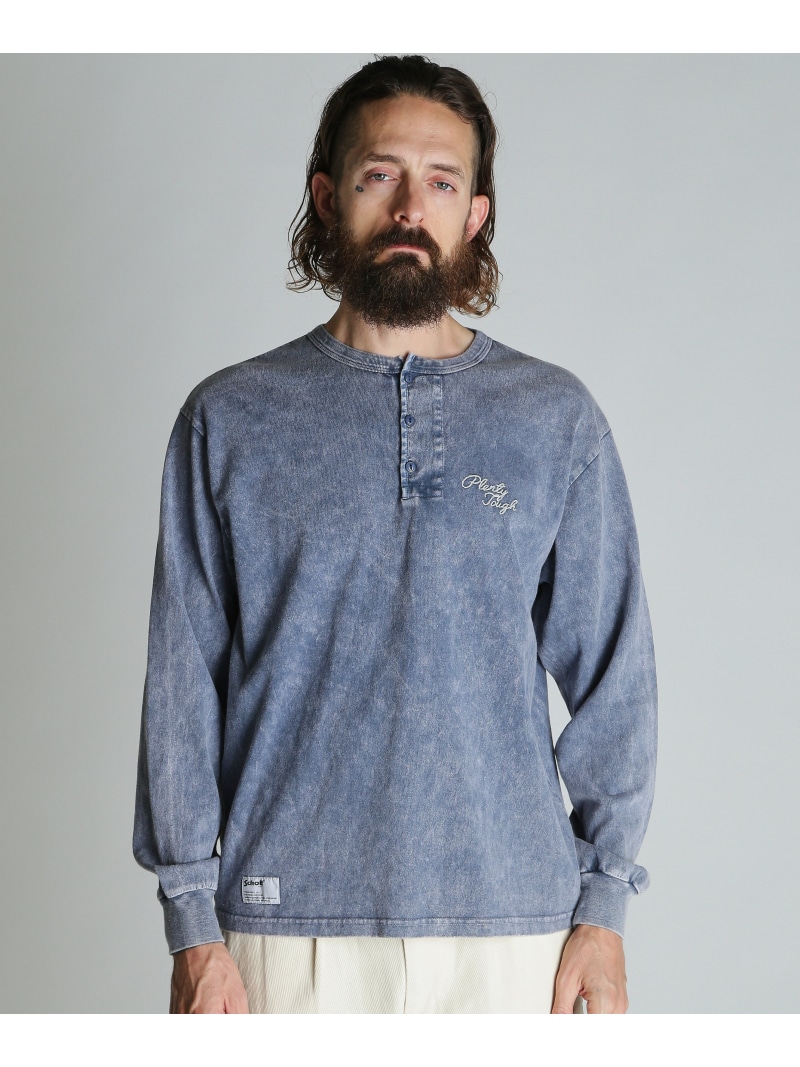 Schott PLENTY TOUGH EMB. HENLEY LS T-SHIRT/プレンティタフ 刺繍ヘンリーネックロンT ショット トップス カットソー・Tシャツ ブラック ネイビー ブラウン【送料無料】| Fashion Men