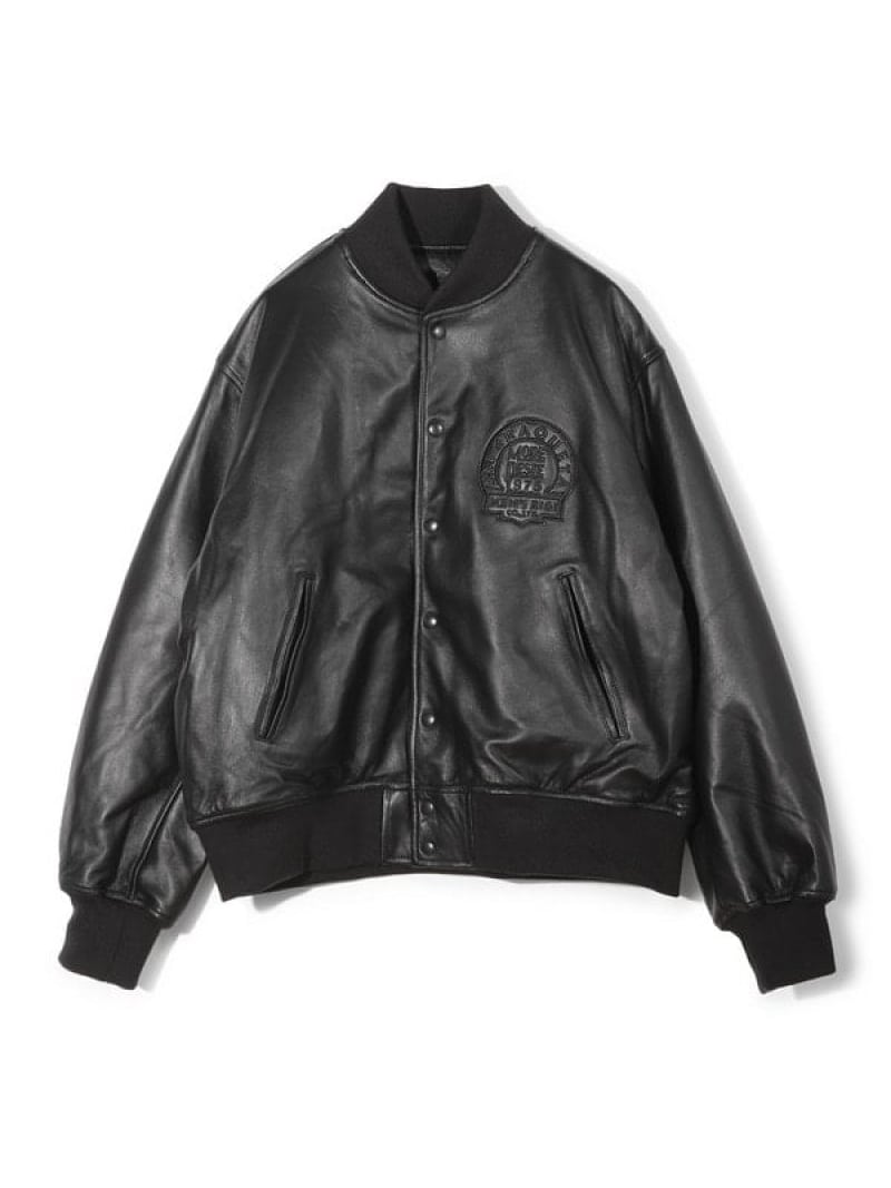 MEN'S BIGI 【50th Anniv . 中田 慎介】 SHEEP LEATHER STADIUM JAMPER メンズ ビギ ジャケット・アウター ブルゾン・ジャンパー ブラック【送料無料】