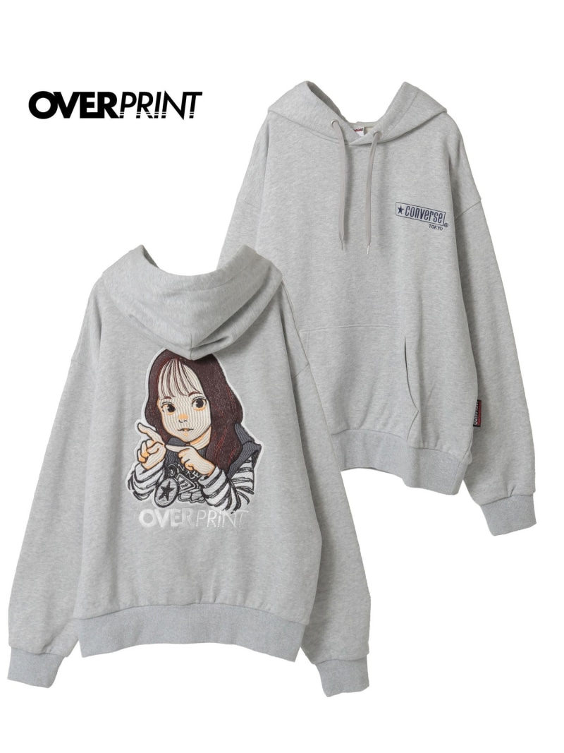 CONVERSE TOKYO 【over print】SING GIRL HOODIE コンバーストウキョウ トップス パーカー・フーディー ネイビー グレー【送料無料】