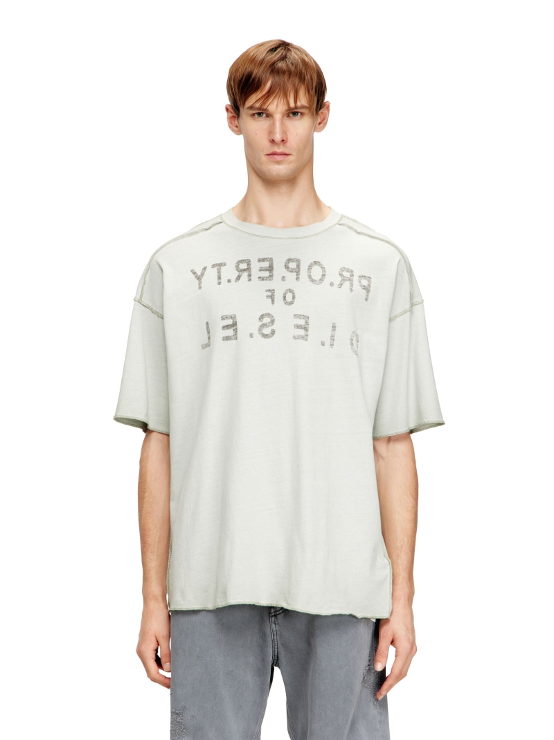 DIESEL メンズ Tシャツ T-LOOK ディーゼル トップス カットソー・Tシャツ グレー ベージュ【送料無料】