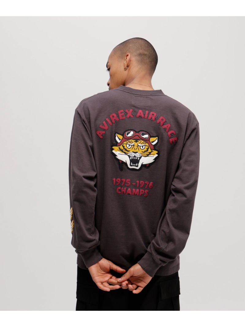 【SALE／30%OFF】AVIREX 《A.A.R.C》TIGER CHAMPS SLUB L/S T-SHIRT アヴィレックス トップス カットソー・Tシャツ ネイビー ホワイト グレー【RBA_E】【送料無料】