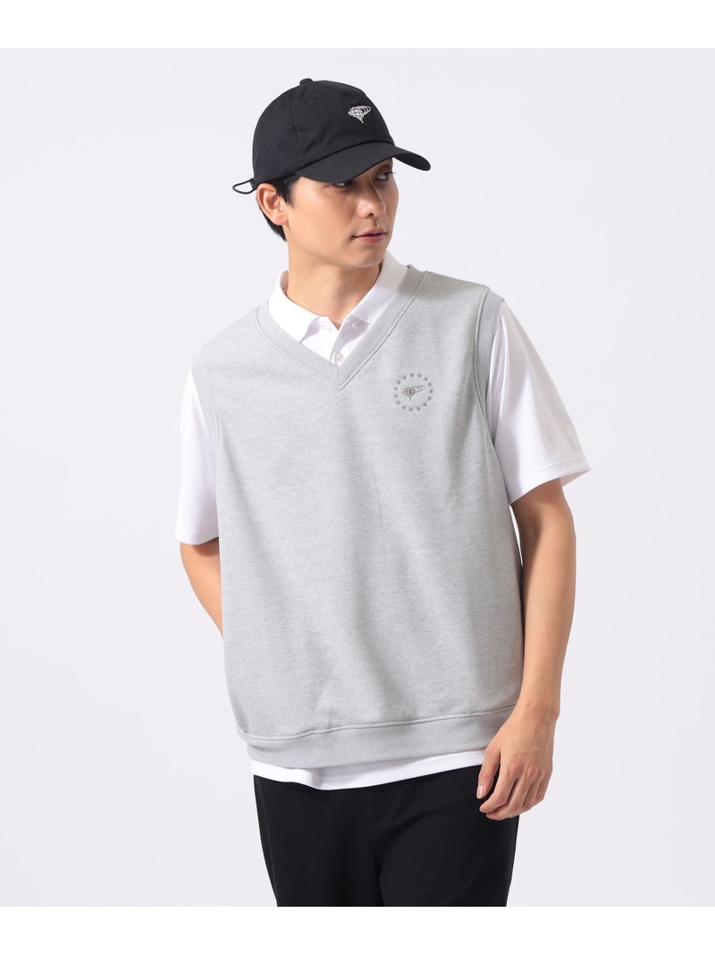 BEAMS GOLF ORANGE LABEL ＜MEN＞ORANGE LABEL / はやりっ児ロゴタイプ 裏毛限りない(吸水速乾・UV撥ね除ける) ビームス ゴルフ トップス 限りない・ジレ 赤いこと 薄墨色 米国海軍【貨物輸送無料】 トップス-メンズファッション