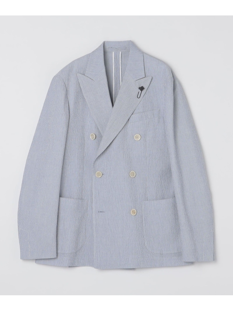 【SALE／50%OFF】SHIPS MEN LARDINI: ROMA シアサッカー ダブルブレステッド ジャケット シップス ジャケット・アウター テーラードジャケット・ブレザー【RBA_E】【送料無料】