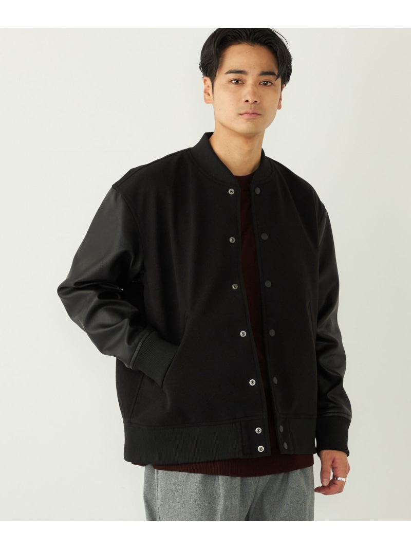 【SALE／20%OFF】SHIPS Colors SHIPS Colors:ウール ミックス スタジアム ブルゾン ブラック シップス ジャケット・アウター ブルゾン・ジャンパー ブラック【RBA_E】【送料無料】