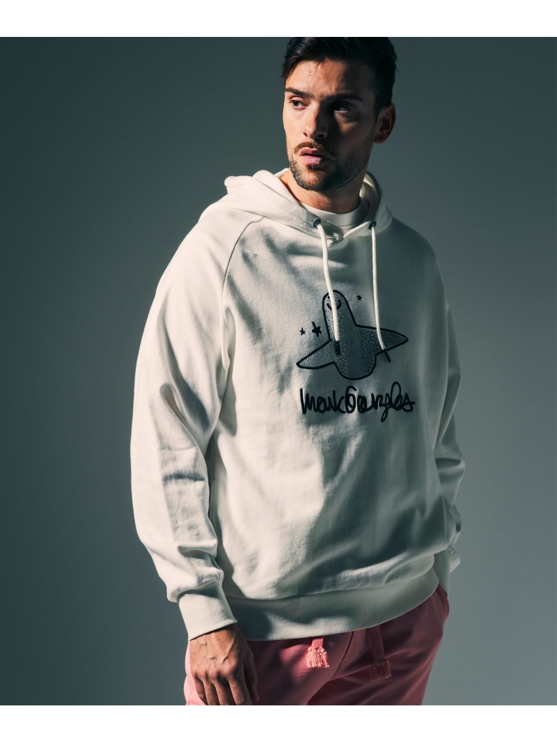 1PIU1UGUALE3 RELAX 1PIU1UGUALE3 RELAX * Mark Gonzales グラデーションラインストーンフーディー シフォン トップス パーカー・フーディー ブラック グレー ホワイト【送料無料】