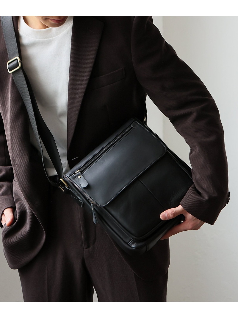 【SALE/41%OFF】aroco 本革スクエアショルダーバッグ メンズ レザー 斜めがけ フラップ ヴィータフェリーチェ バッグ ショルダーバッグ ブラック【RBA_E】【送料無料】| Fashion Men