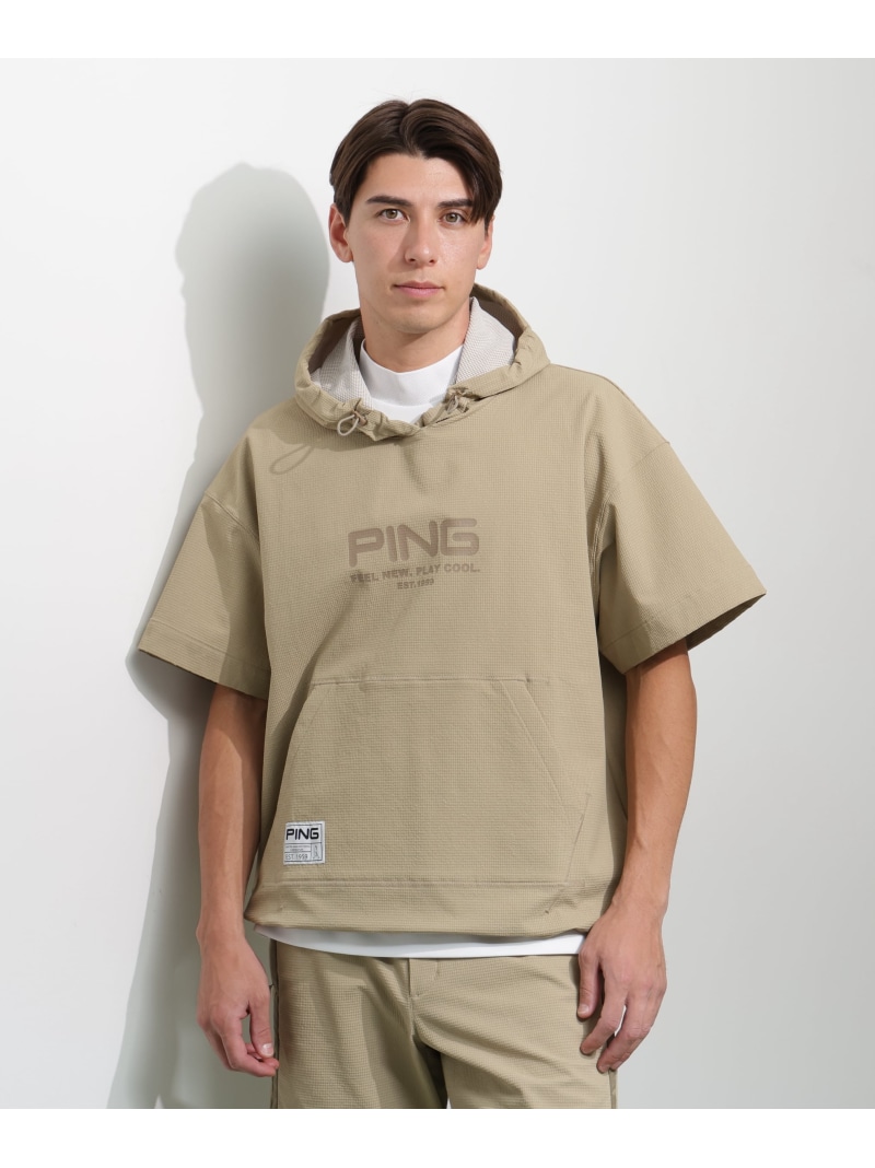 PING APPAREL 半袖フーディプルオーバー ＜GOLD＞ (MENS) ピン 御召しもの トップス スウェット・トレーナー 白いこと 黒いこと ベージュ【貨物輸送無料】