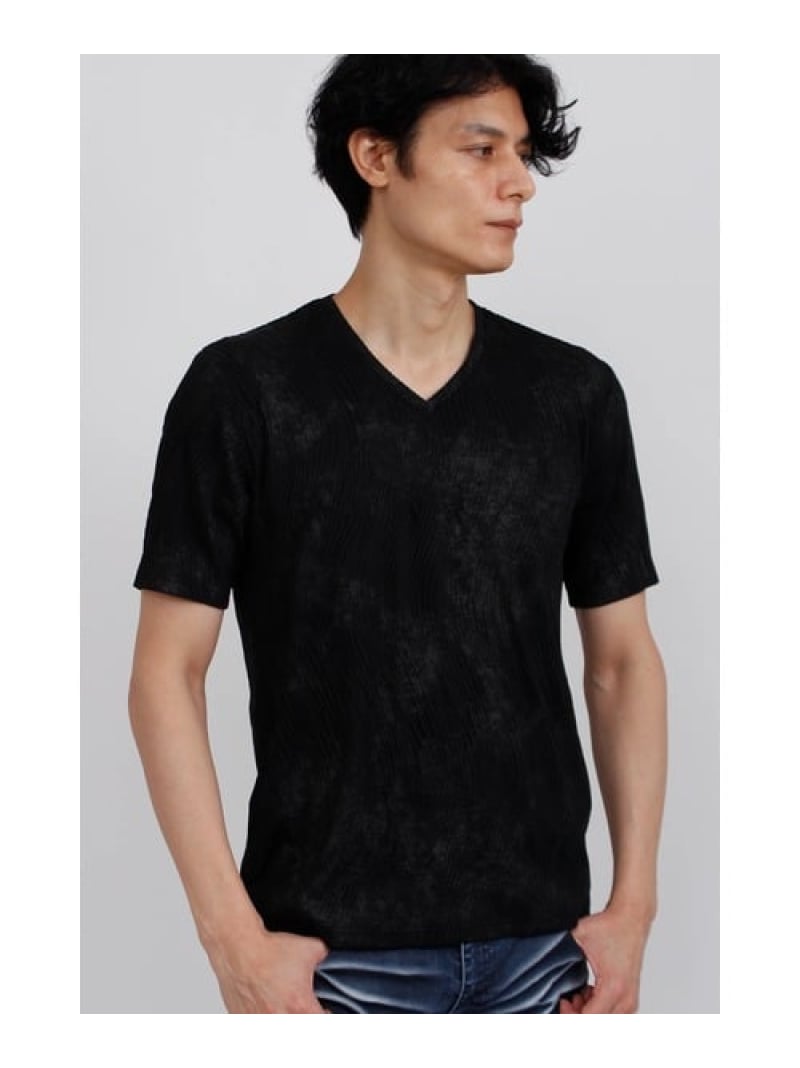 TORNADO MART TORNADO MART∴ストライプウェーブJQムラハンソデカットソー トルネードマート トップス カットソー・Tシャツ ブラック【送料無料】