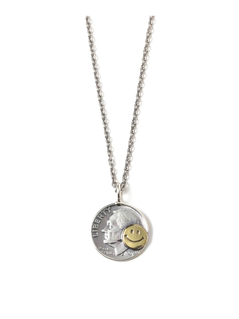 BEAMS BEAMS｜【別注】NORTH WORKS / 10&cent; Smile Necklace｜メンズ レディース アクセサリー ネックレス｜ペンダント スマイルコイン シルバー ヴィンテージ｜バイカラー ゴールド｜細身チェーン ギフト ビームス メン アクセサリー・腕時計 ネックレス【送料無料】｜ Fashion Men 11,396円