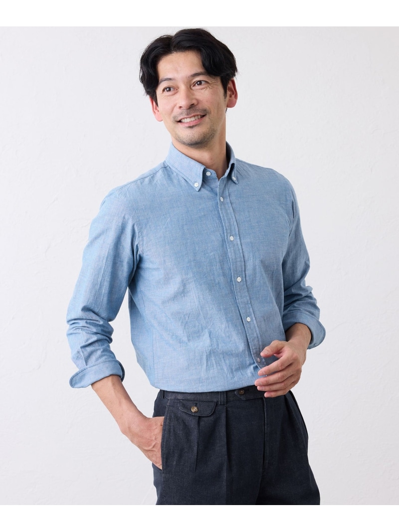 S.ESSENTIALS ダンガリーボタンダウンシャツ エス エッセンシャルズ トップス プルオーバー・トップ 青色【貨物輸送無料】
