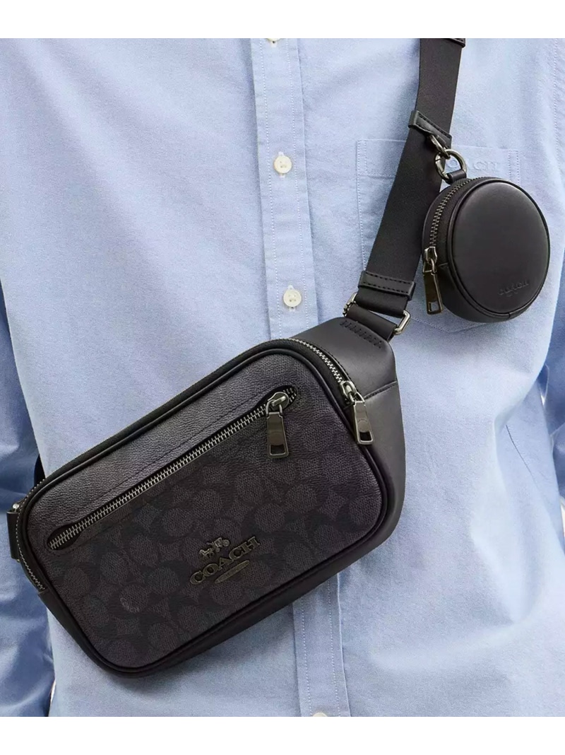 【SALE／50%OFF】COACH OUTLET 【公式】エリアス ベルト バッグ・シグネチャー キャンバス コーチ　アウトレット バッグ ボディバッグ・ウエストポーチ ブラック【RBA_E】【送料無料】