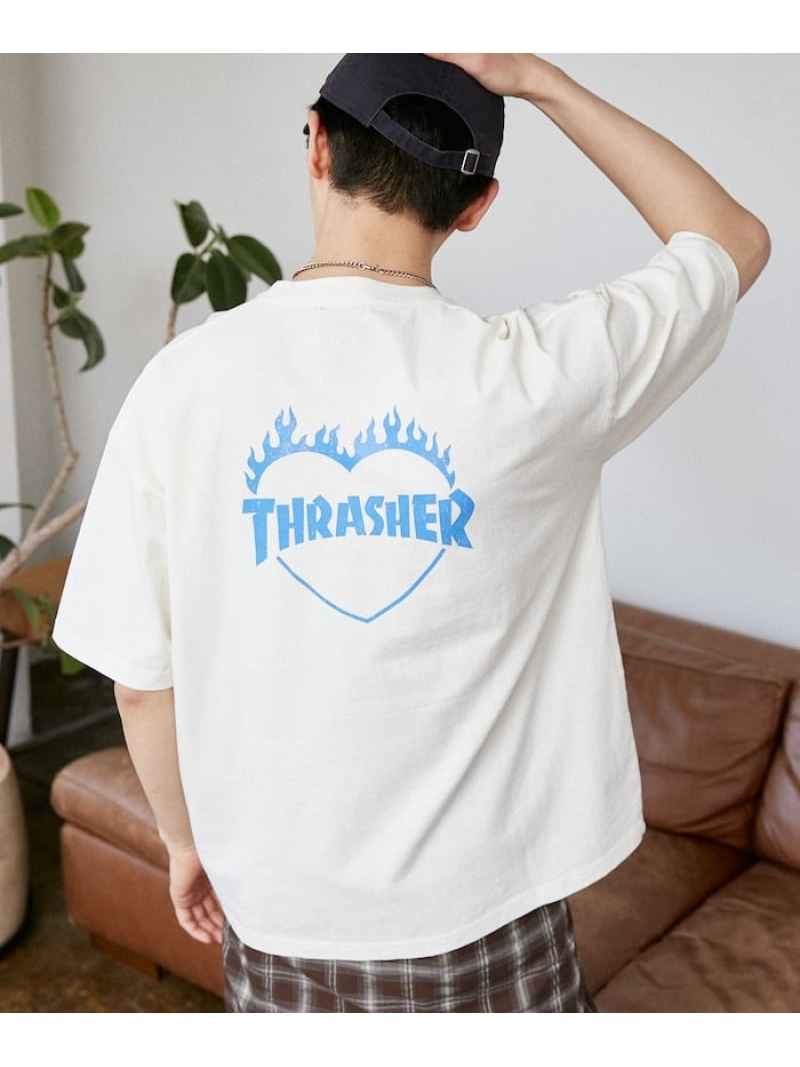 THRASHER 別注 バックプリント ハート ロゴTシャツ 限定展開 フリークスストア トップス カットソー・Tシャツ ホワイト ブラック ピンク ネイビー【送料無料】
