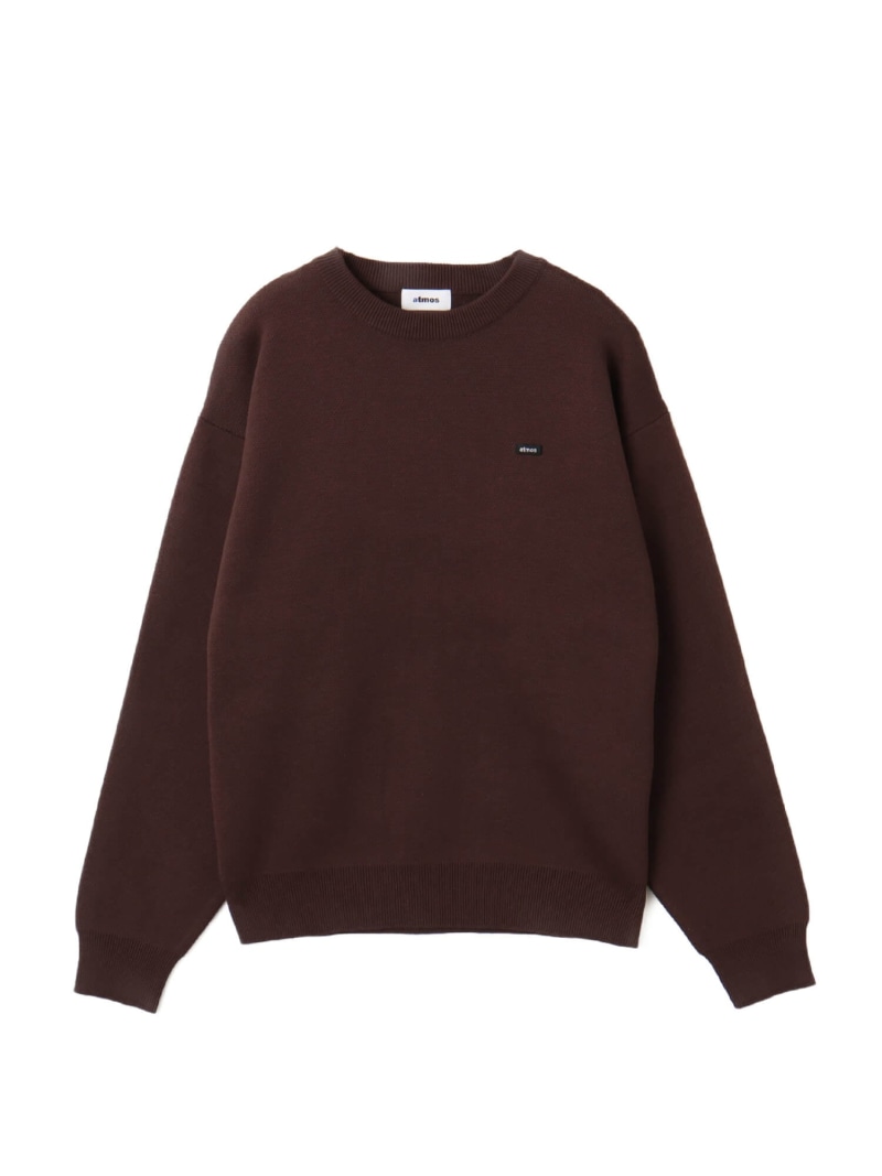 atmos atmos Small Logo Patch  Knit Sweater BROWN アトモス トップス 編み物 赤銅色【貨物輸送無料】
