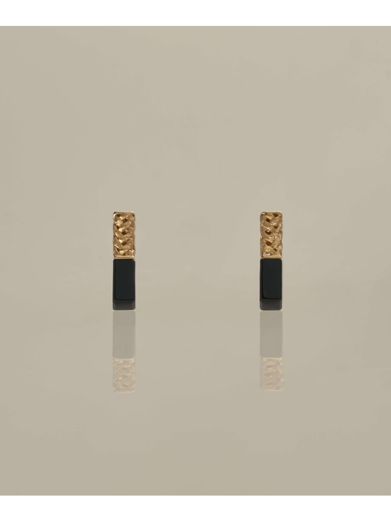 XOZ K18 bamboo onyx pierced earrings バンブー オニキス ピアス クロスオズ 付属品・ウオッチ ピアス ゴールド【貨物輸送無料】