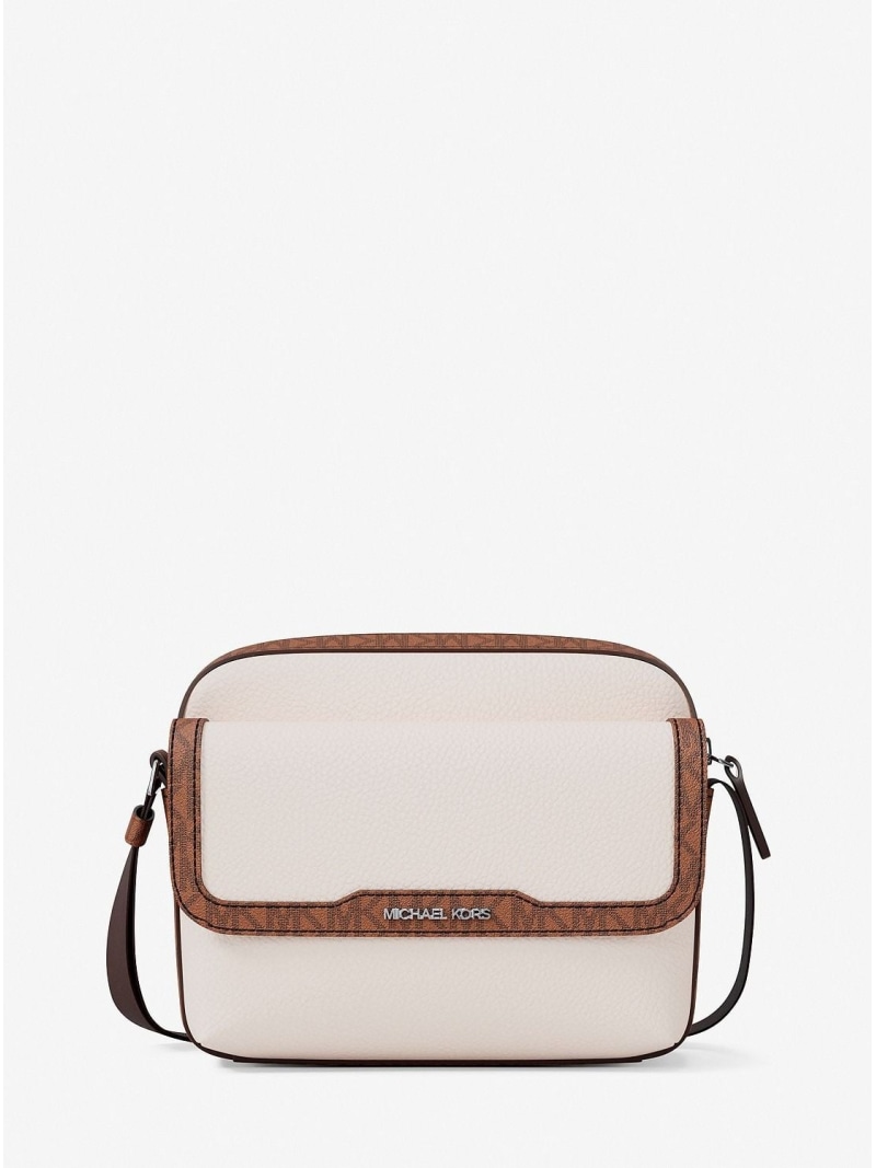 【SALE/80%OFF】MICHAEL KORS COOPER ぺブルレザー フラップ カメラバッグ ミディアム - MKシグネチャー マイケルコース マイケル・コース バッグ ショルダーバッグ ブラウン【RBA_E】【送料無料】| Fashion Men