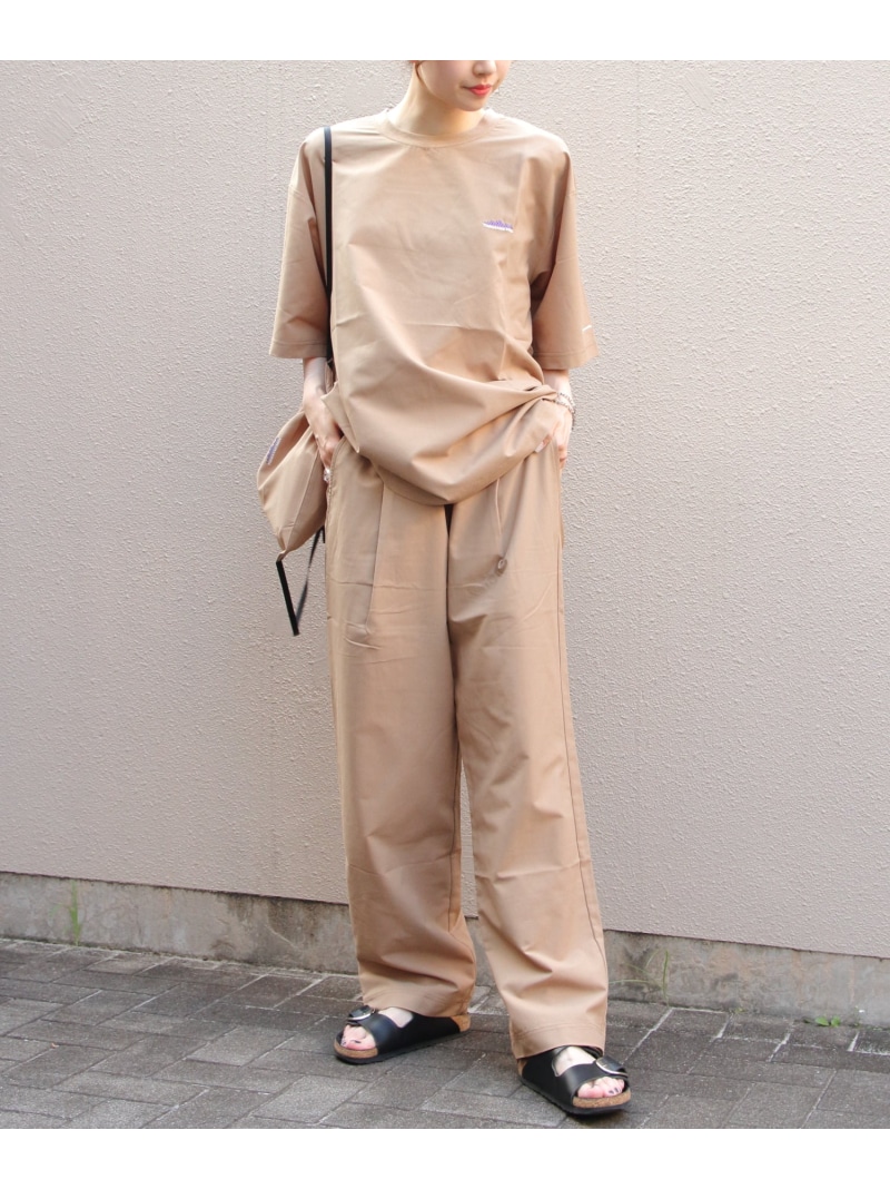 THOUSAND MILE THOUSAND MILE/(U)SHORT SLEEVE T-SHIRT & LONG PANTS SET High Air Permeability ステップス トップス カットソー・Tシャツ ブラック ベージュ【送料無料】