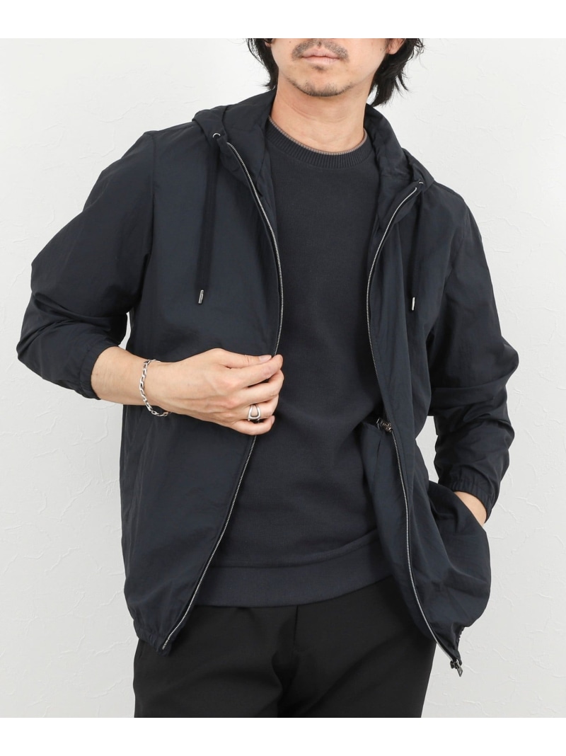 NOLLEY'S goodman 【HERNO】MICRO RIPSTOP NYLON HOODIE ノーリーズ ジャケット・アウター ブルゾン・ジャンパー ネイビー ブラウン【送料無料】