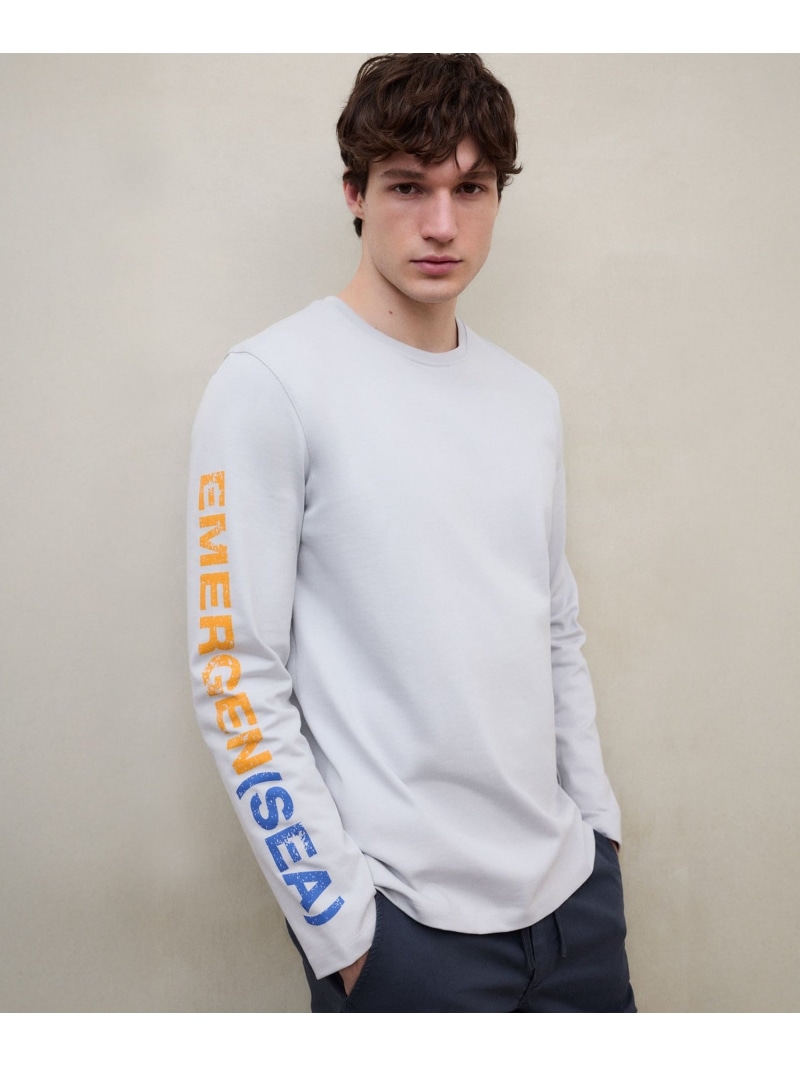 【SALE／37%OFF】ECOALF GEN ロング Tシャツ/GEN T-SHIRT MAN エコアルフ トップス カットソー・Tシャツ ネイビー グレー【RBA_E】【送料無料】｜ Fashion Men