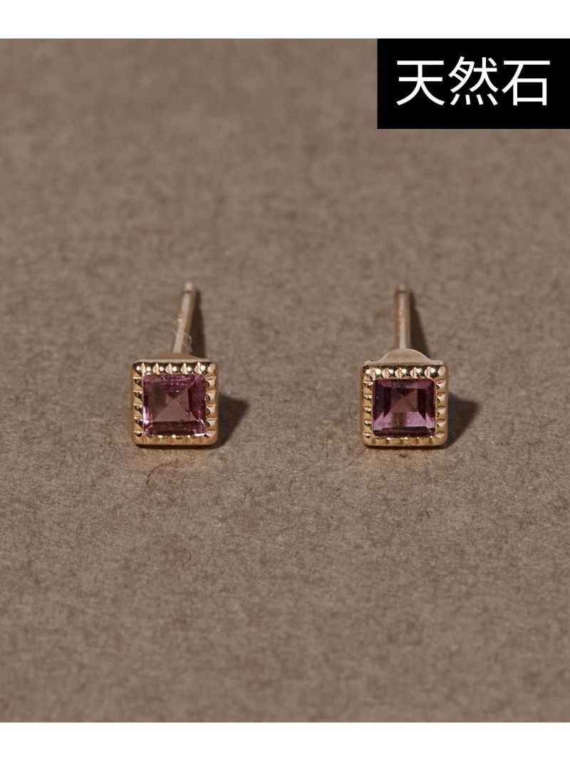 JUPITER 【K10】真四角天然石ピアス/金属元素アレルギー反応相応う/Ｎｉ無償性 ジュエルアディクト 付属品・ウオッチ ピアス サクラ色【貨物輸送無料】