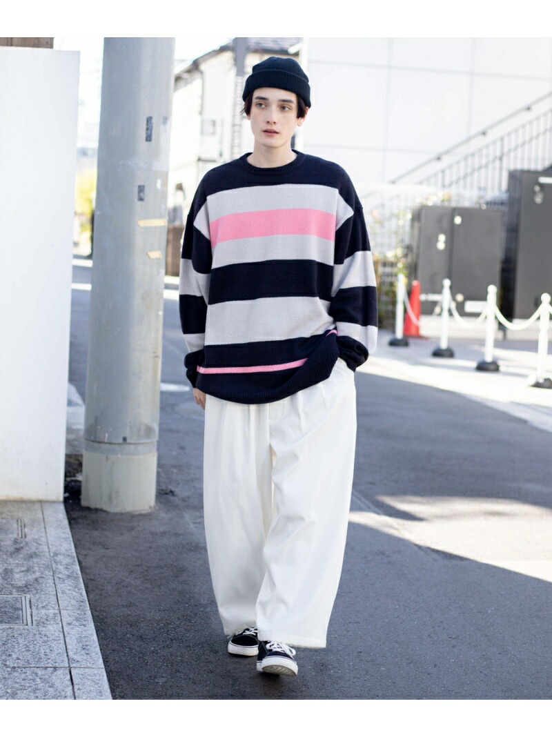 Wego M クレイジーボーダーbigプルオーバー