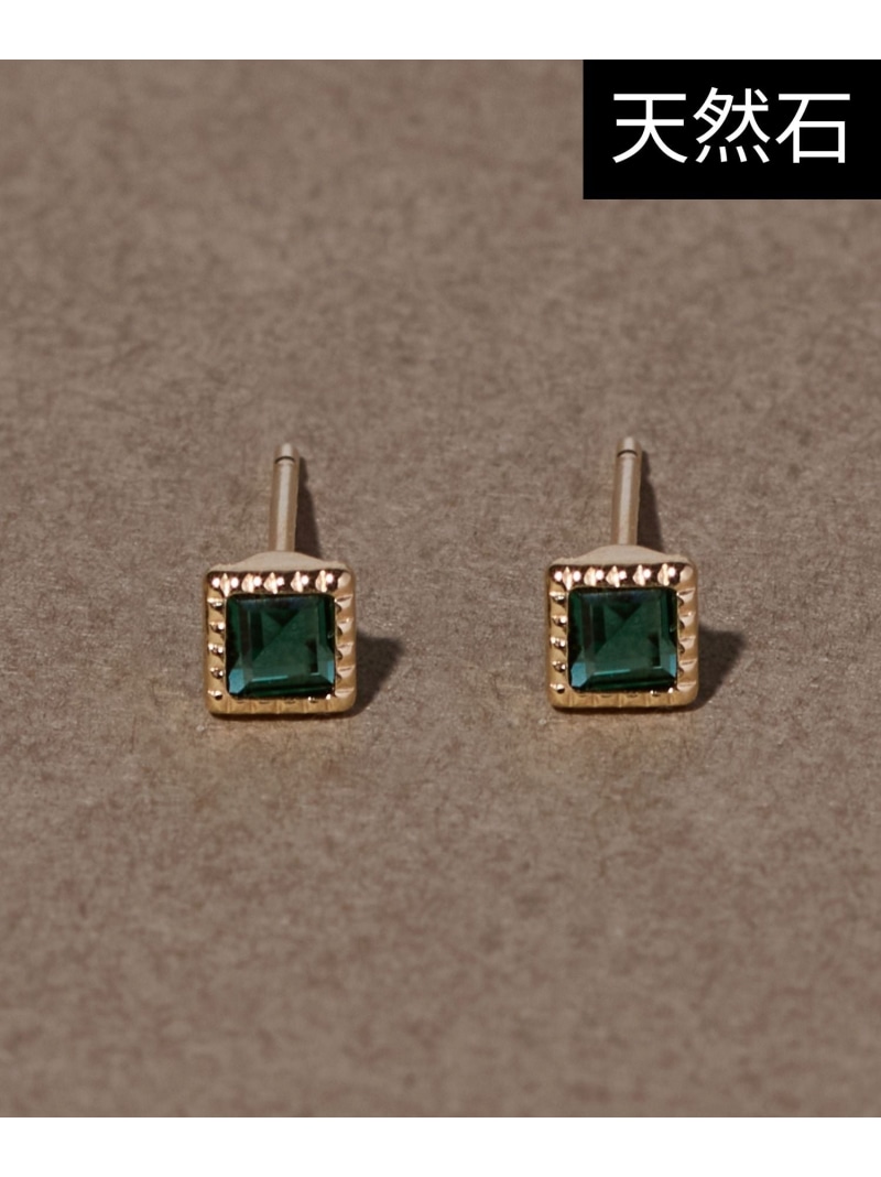 JUPITER 【K10】真四角天然石ピアス/金属元素アレルギー反応相応う/Ｎｉ無償性 ジュエルアディクト 付属品・ウオッチ ピアス 緑であること【貨物輸送無料】