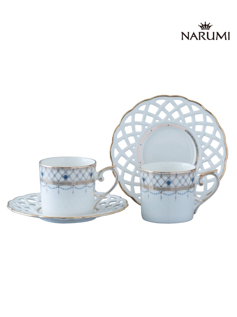 NARUMI 【公式】プリマドンナ ペアメッシュコーヒーカップ&ソーサー 160cc 2人用 ナルミ 食器・調理器具・キッチン用品 グラス・マグカップ・タンブラー ゴールド【送料無料】