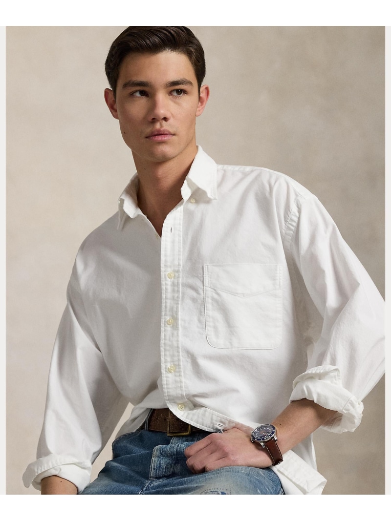 POLO RALPH LAUREN オーガニック コットン ビッグ シャツ ラルフローレン トップス シャツ・ブラウス ホワイト【送料無料】