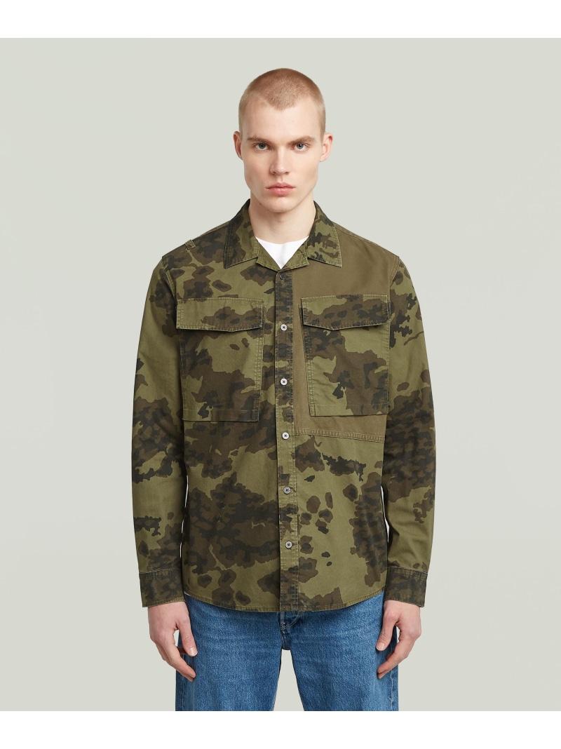 G-Star RAW 【公式ショップ】CARGO POCKET SERVICE REGULAR SHIRT/ウォッシュド加工ミリタリーディテールカーゴポケットレギュラーシャツ/カモ柄 ジースターロゥ トップス シャツ・ブラウス【送料無料】