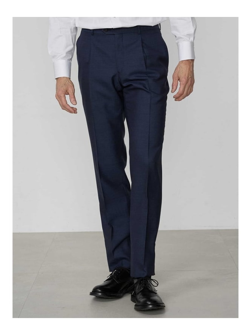 Aquascutum MEN Mixyarn High Twist Trousers アクアスキュータム パンツ スラックス・ドレスパンツ ブラウン グレー ネイビー【送料無料】｜ Fashion Men