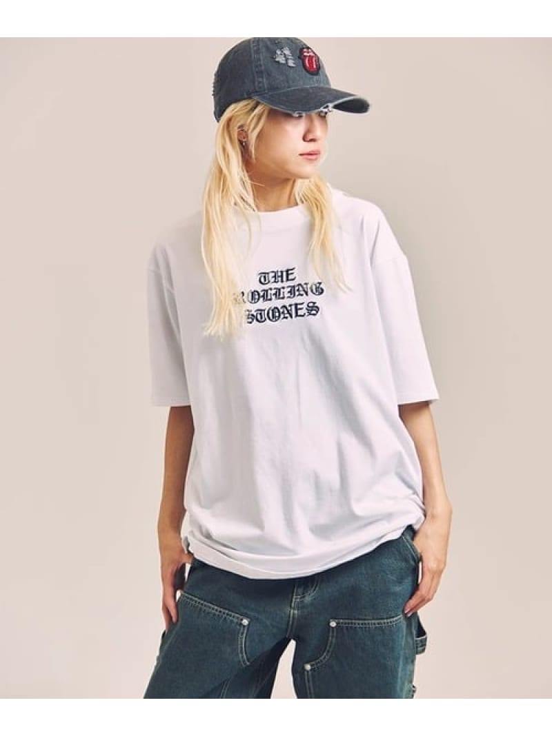 The Rolling Stones 【The Rolling Stones×JACKROSE】 Lips&Tongue サークル・刺繍/SSTEE(MENS) ジャックローズ トップス カットソー・Tシャツ ホワイト ブラック【送料無料】