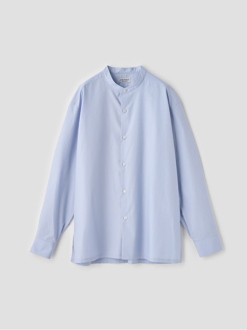 JOHN SMEDLEY コットンシルク長袖バンドカラーシャツ ｜FB258 ジョンスメドレー トップス シャツ・ブラウス ブルー【送料無料】