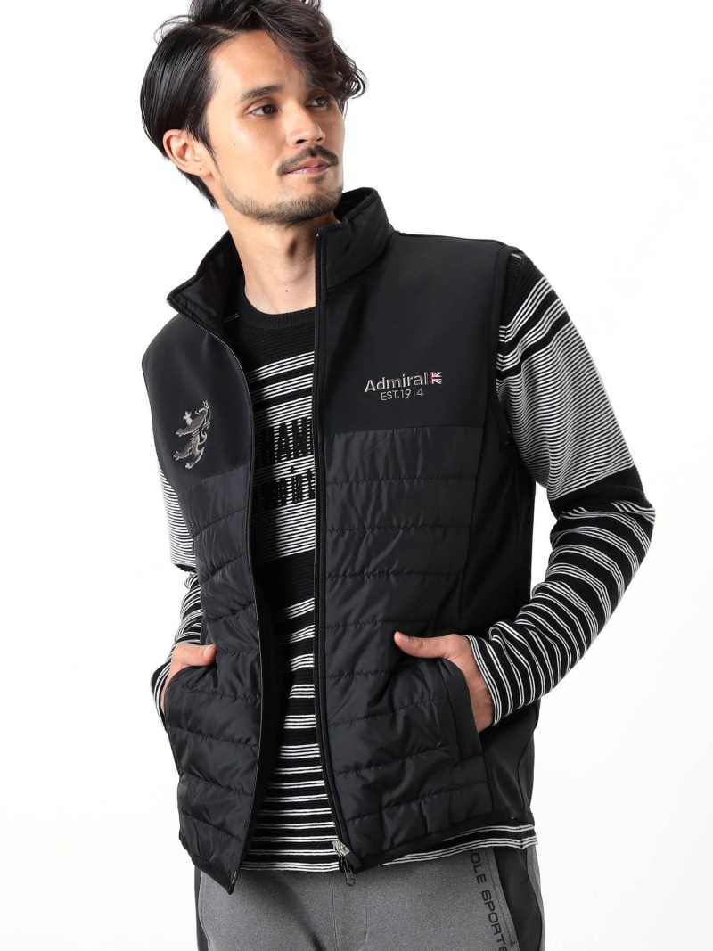 NICOLE CLUB FOR MEN 【NICOLE SPORTS】Admiral別注パテッドベスト ニコル ジャケット・アウター 余分の物のジャケット・アウター 黒いこと 白いこと【貨物輸送無料】