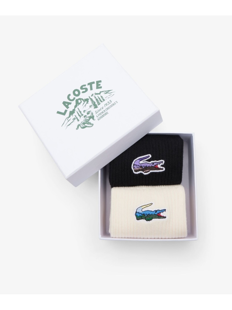 LACOSTE ランドスケープコットンリブソックス2パック / GIFTBOX付き ラコステ 靴下・レッグウェア 靴下 ブラック【送料無料】