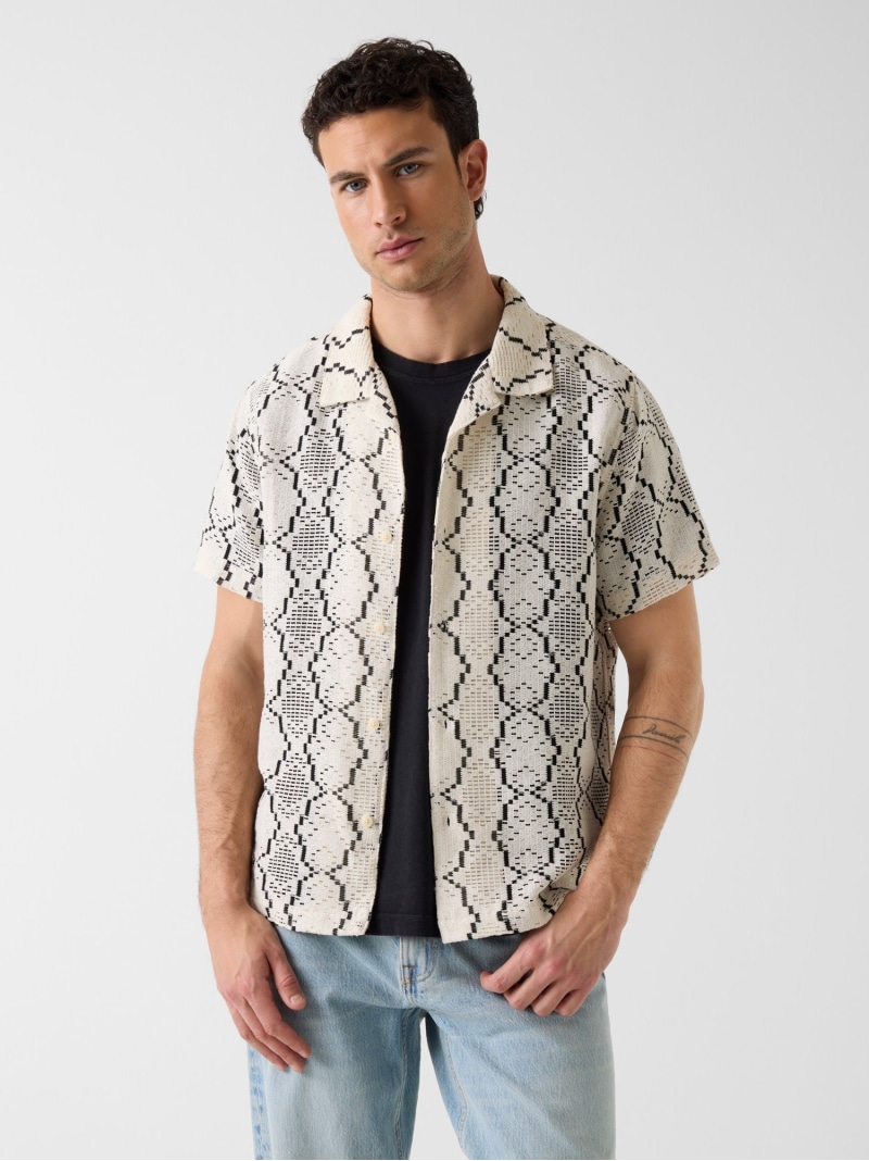 【SALE／10%OFF】GUESS GUESS/(M)CARTER Geo Crochet Shirt ゲス トップス プルオーバー・トップ 白いこと【RBA_E】【貨物輸送無料】
