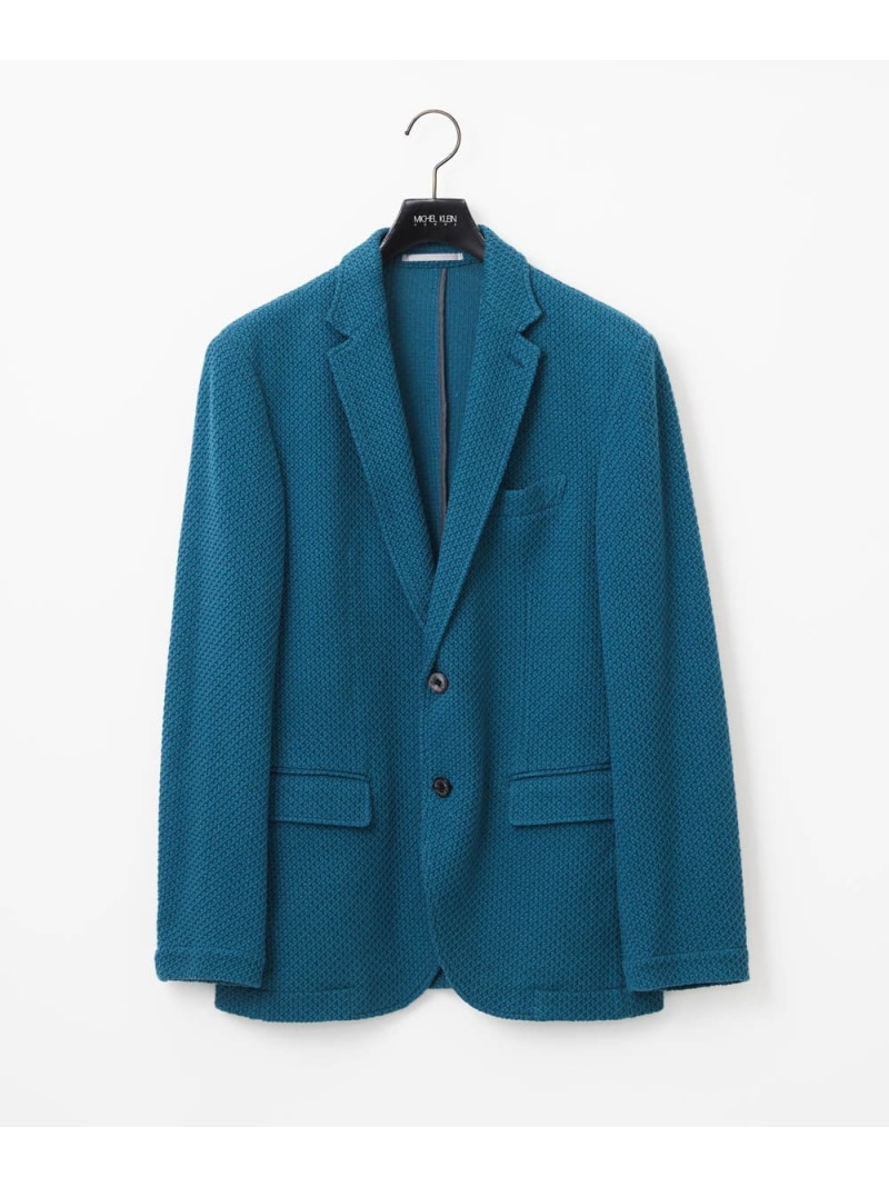 【SALE／50%OFF】MICHEL KLEIN HOMME ニット編みテーラードジャケット ミッシェルクランオム ジャケット・アウター テーラードジャケット・ブレザー ネイビー カーキグリーン【RBA_E】【送料無料】