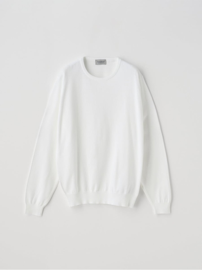 JOHN SMEDLEY コットン クルーネックニットプルオーバー ｜ S4888 ｜ 24G MODERN FIT ジョンスメドレー トップス ニット ホワイト【送料無料】