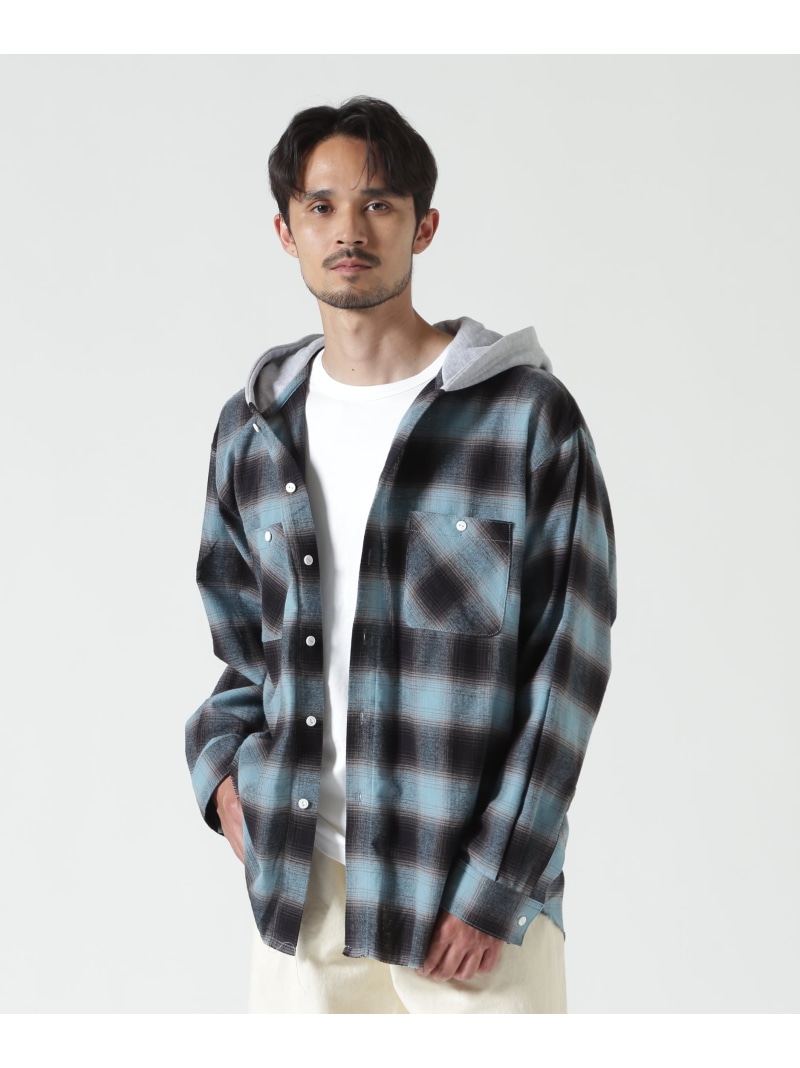 B'2nd RENOVA/レノバ CUT SEAM HOODED SHIRTS ビーセカンド トップス シャツ・ブラウス ブルー ベージュ ブラック【送料無料】｜ Fashion Men
